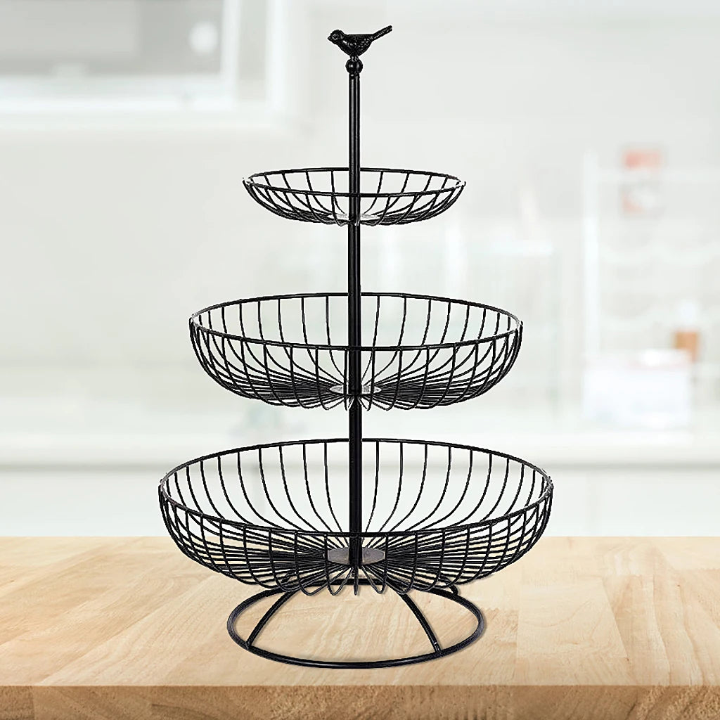 panier à fruits à trois niveaux pour rangement cuisine - vue 6 sur 6