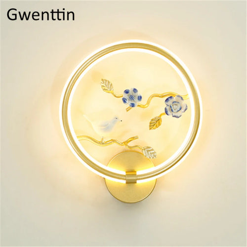 applique murale ronde à led fleur et oiseau décoratif pour intérieur - vue 17 sur 20