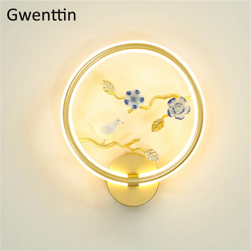 applique murale ronde à led fleur et oiseau décoratif pour intérieur - vue 16 sur 20
