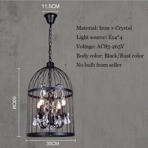 lustre cage oiseau en cristal vintage pour bar restaurant - vue 3 sur 7