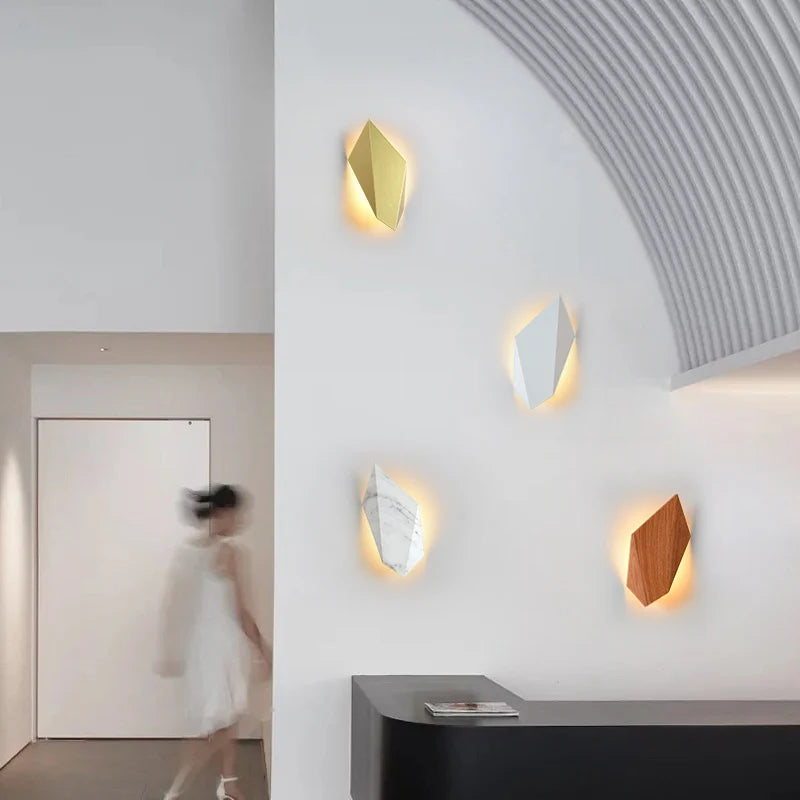 applique murale led nordique imitation pierre de bois pour hôtel - vue 4 sur 8