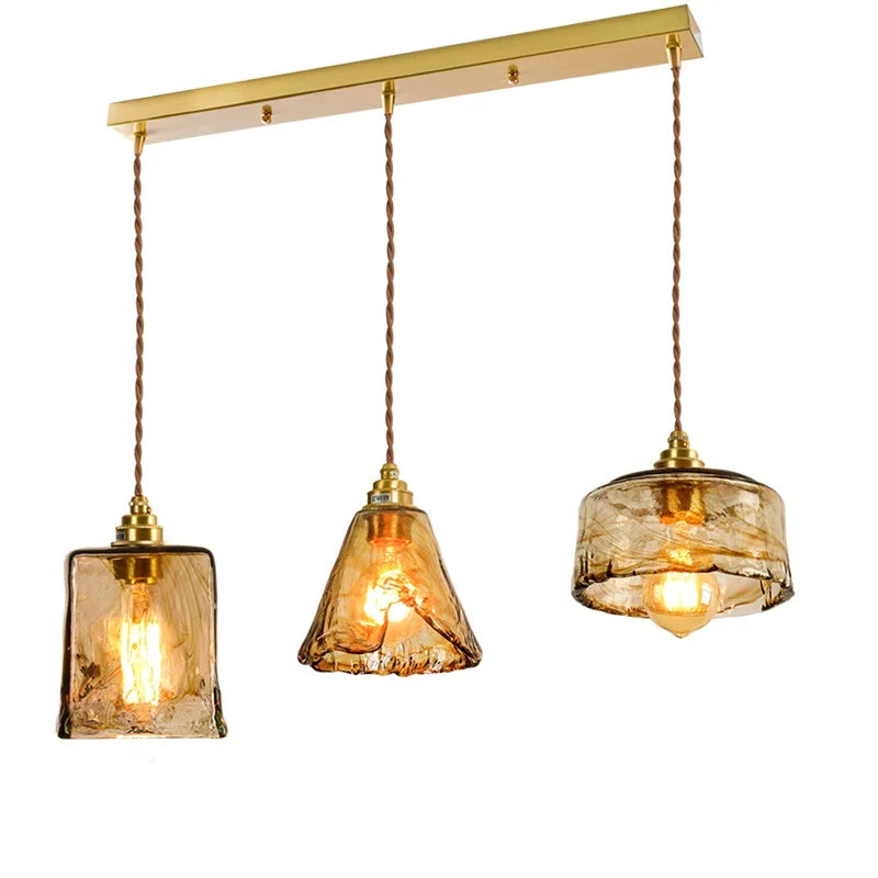 suspension led style japonais en bois cuivre réglable vintage - vue 20 sur 21