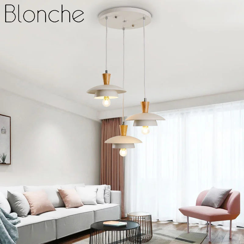 lustre moderne en fer forgé style macaron créatif pour intérieur - vue 3 sur 8