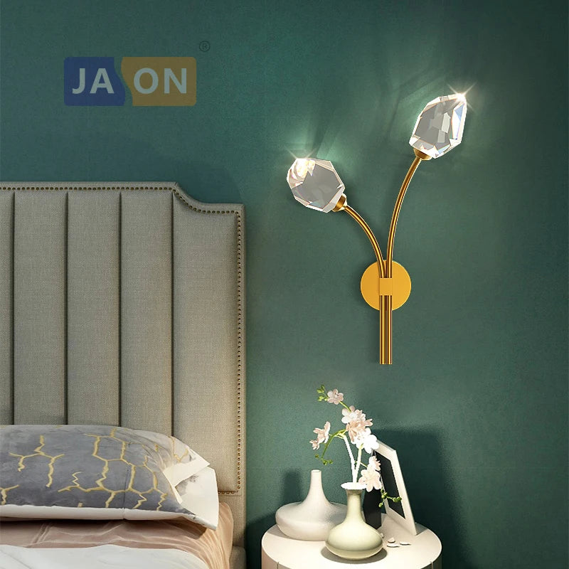 applique murale design en cuivre cristal et pierre - vue 4 sur 22
