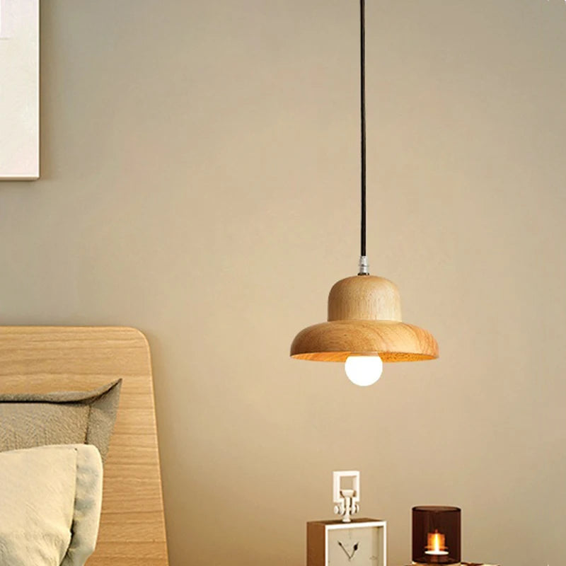 suspension LED en bois massif design nordique pour restaurant ou bar - vue 5 sur 10