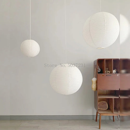 lustre nordique danois en papier de coton lampe suspendue japonaise - vue 3 sur 6
