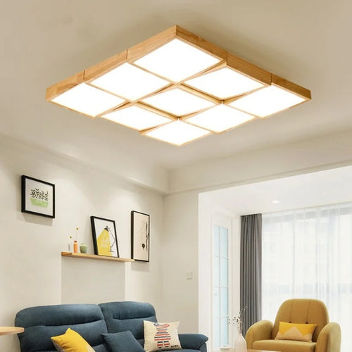 plafonnier à led en bois avec télécommande pour éclairage intérieur - vue 4 sur 10