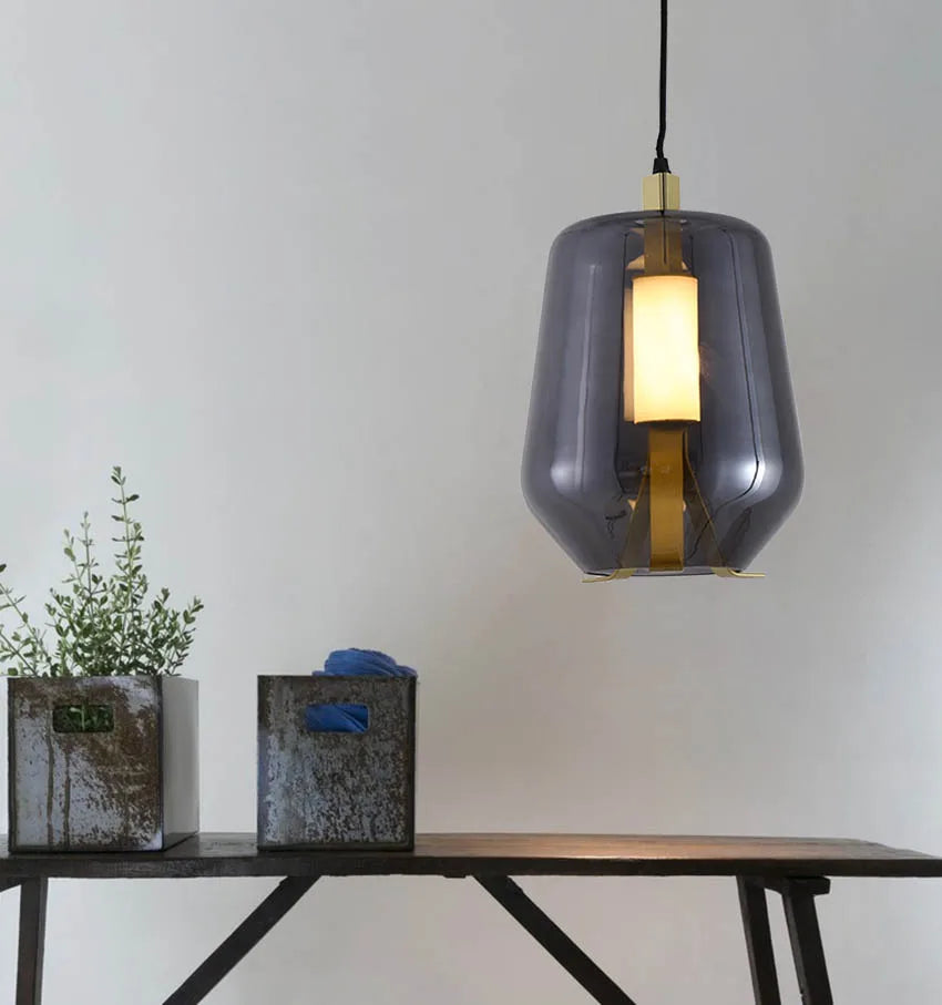 suspension vintage en verre design nordique créatif - vue 4 sur 10