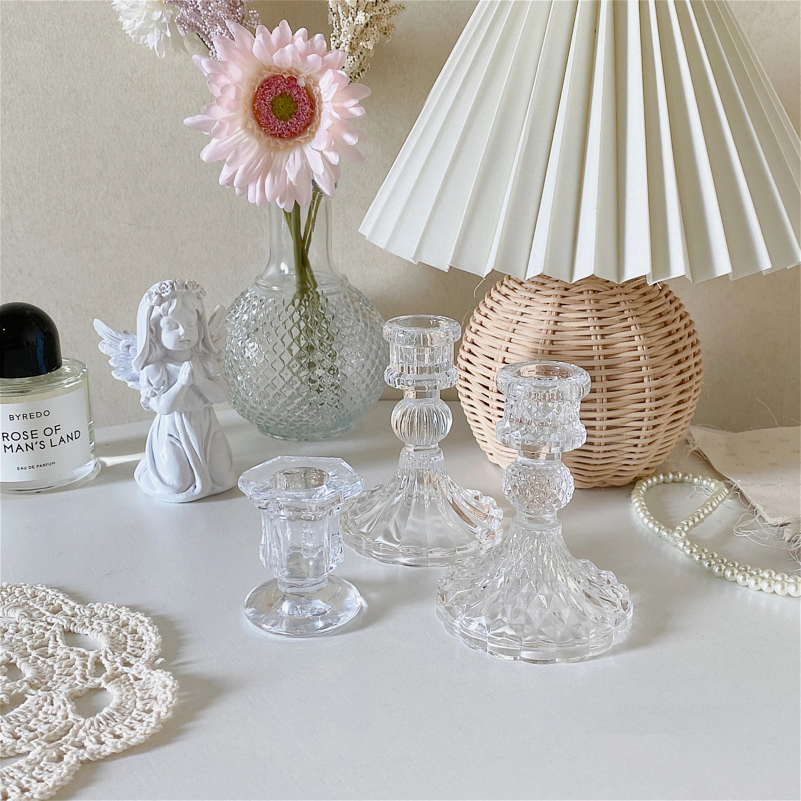bougeoir en verre pour décoration romantique et centre de table - vue 4 sur 11