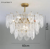 lustre rond en cristal doré design moderne à led