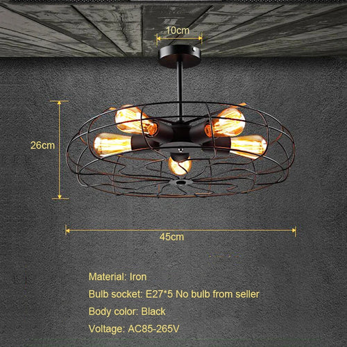 Ventilateur plafonnier rétro Loft ventilateur suspension café salon chambre balcon couloir luminaire lustre - vue 2 sur 9