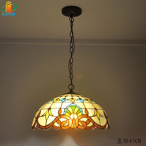 lustre en verre tiffany pour cafés et restaurants européens antique - vue 5 sur 10