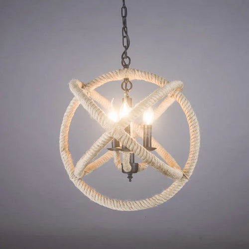 suspension vintage en chanvre pour café restaurant - vue 2 sur 6