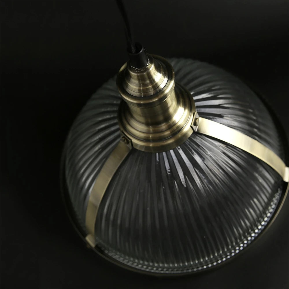 lampe suspendue vintage en verre transparent pour ambiance nostalgique - vue 3 sur 7