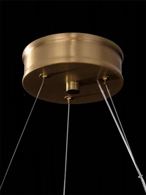 lustre en cuivre simple avec feuilles design led style chinois - vue 5 sur 9