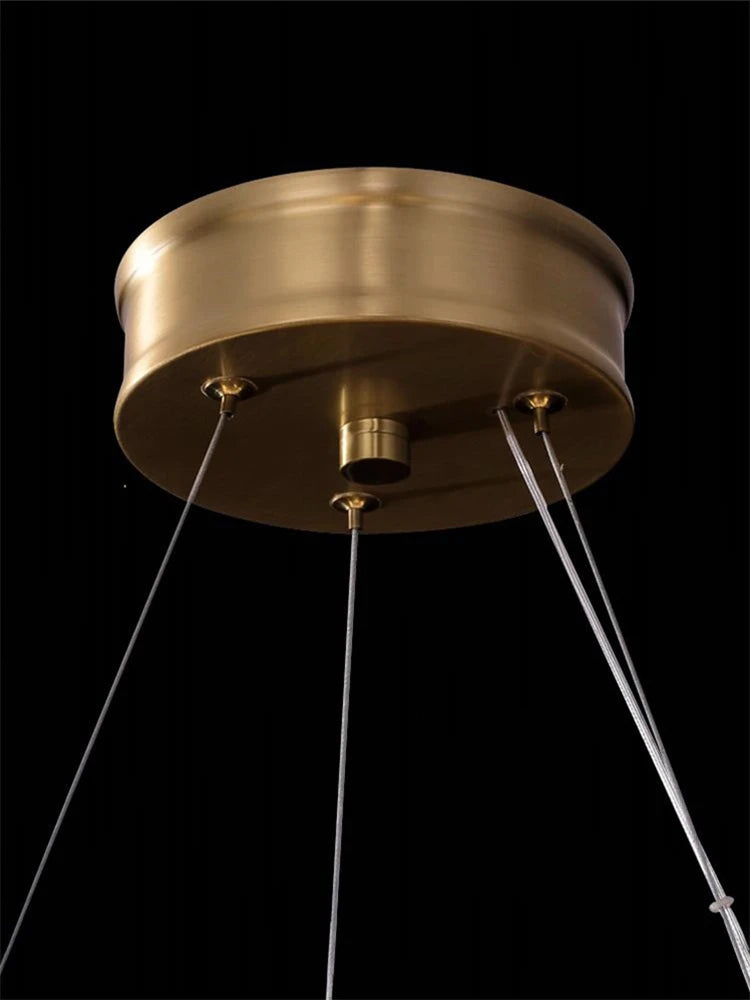 lustre en cuivre simple avec feuilles design led style chinois - vue 4 sur 9
