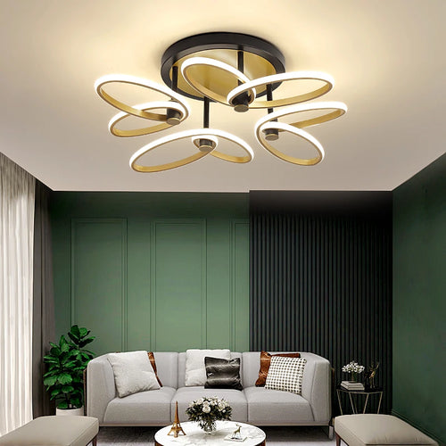 plafonnier moderne en pétale d'or pour intérieur décoratif - vue 2 sur 12