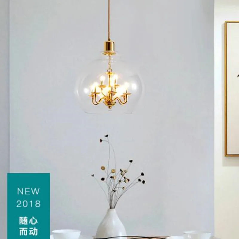 lustre en verre transparent pour décoration moderne et ambiance loft - vue 3 sur 7