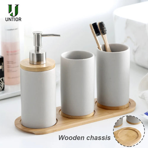 ensemble d'accessoires de salle de bain en céramique trois pièces design - vue 3 sur 21