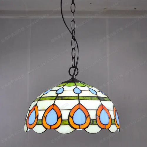 lustre tiffany antique pour restaurant café bar et allée - vue 14 sur 19