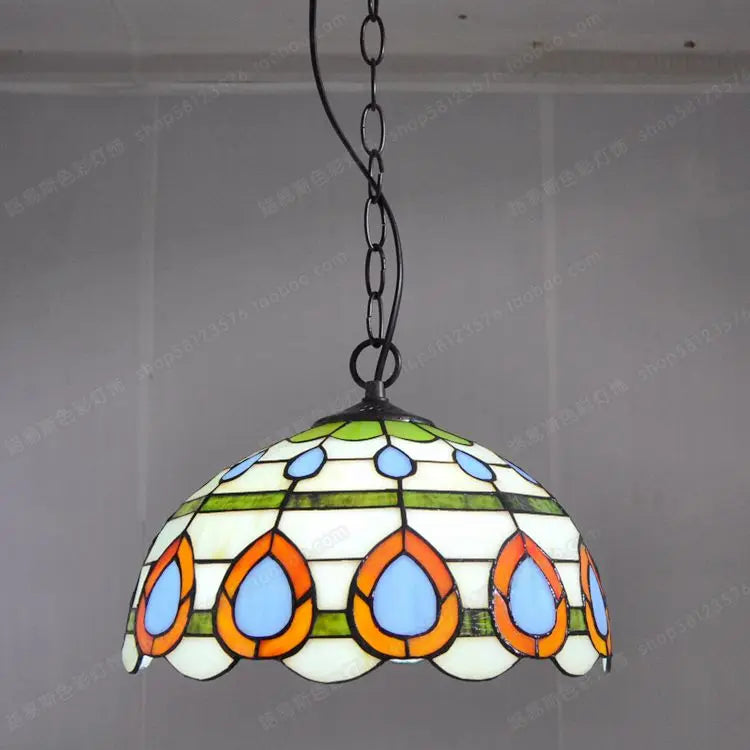 lustre tiffany antique pour restaurant café bar et allée - vue 13 sur 19