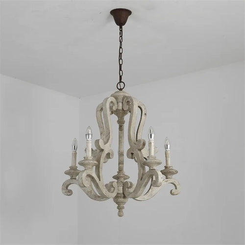 lustre en bois de style européen pour décoration intérieure - vue 3 sur 6