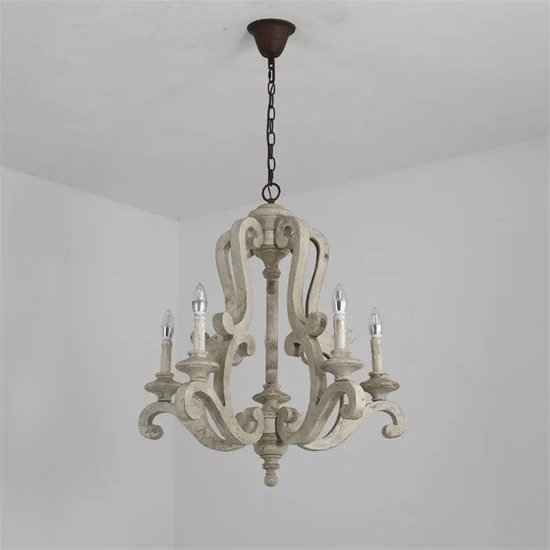 lustre en bois de style européen pour décoration intérieure - vue 3 sur 6