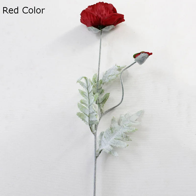 grande branche de fleurs artificielles pavot pour décoration printemps - vue 5 sur 9