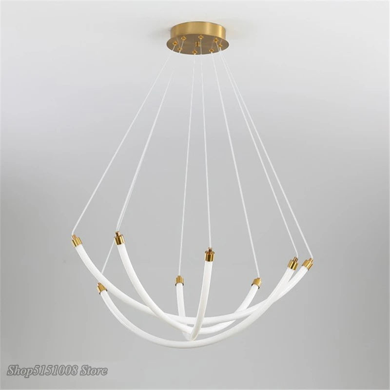 lustre nordique design led en acrylique et métal réglable - vue 6 sur 8