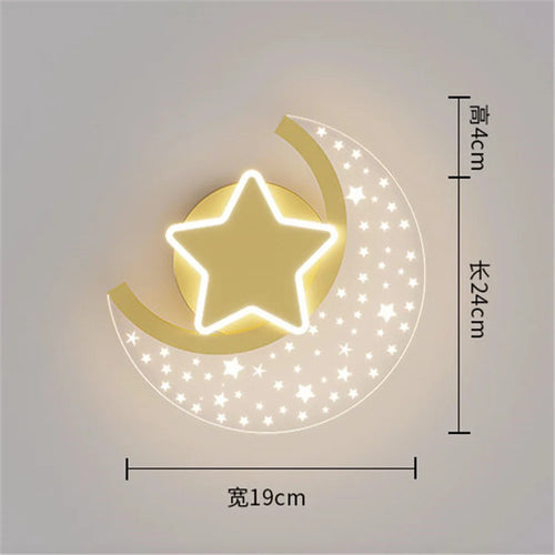 applique murale led étoile et lune pour décoration intérieure - vue 9 sur 8