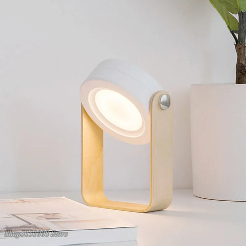 lampe de lecture pliable en bois avec veilleuse led usb - vue 2 sur 9