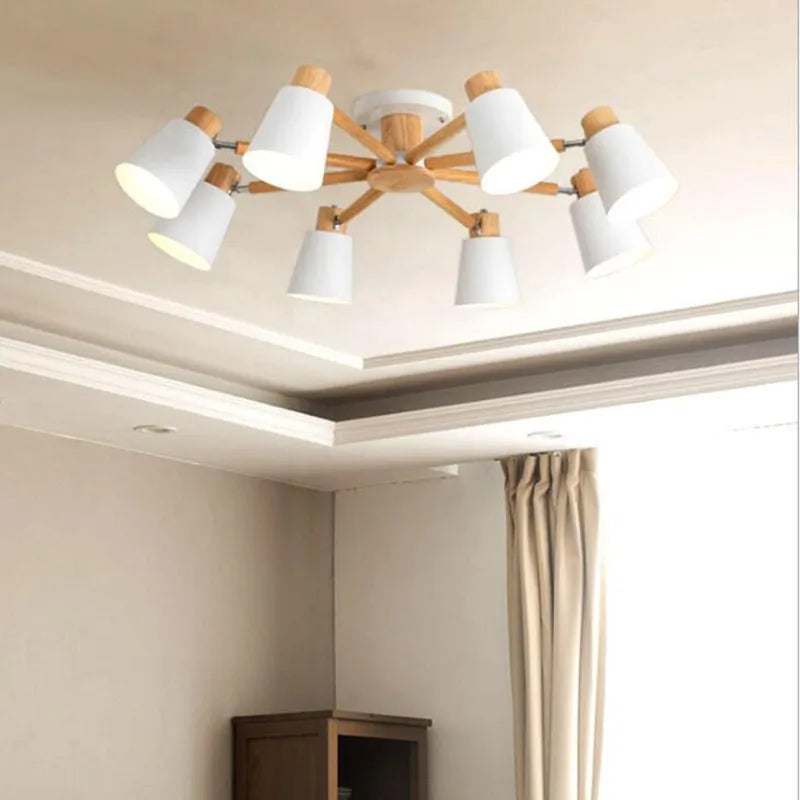 lustre nordique en bois massif simple et moderne - vue 6 sur 18