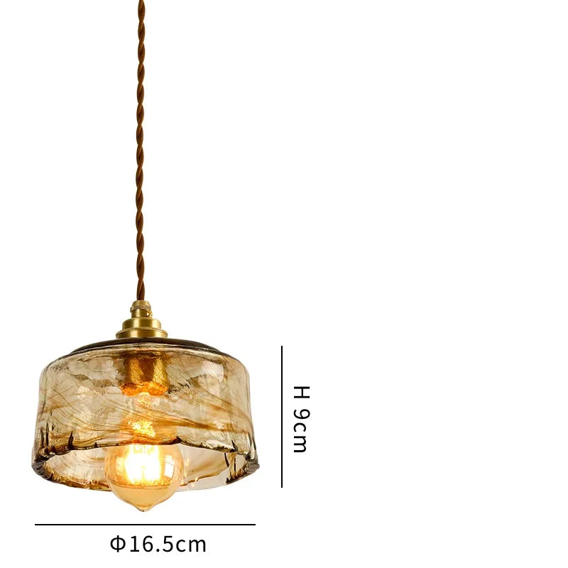 suspension led style japonais en bois cuivre réglable vintage - vue 14 sur 21