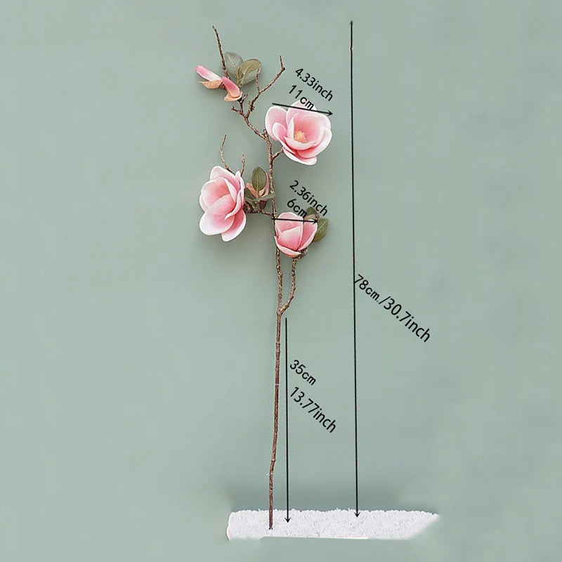 fleur artificielle de magnolia en soie pour décoration élégante - vue 3 sur 7