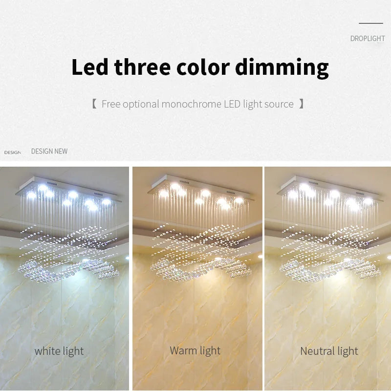 lustre moderne en cristal pour décoration intérieure élégante - vue 5 sur 6