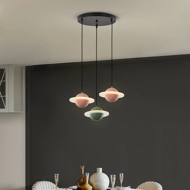 suspension modernes en ciment led pour restaurant barre lumineuse - vue 3 sur 23