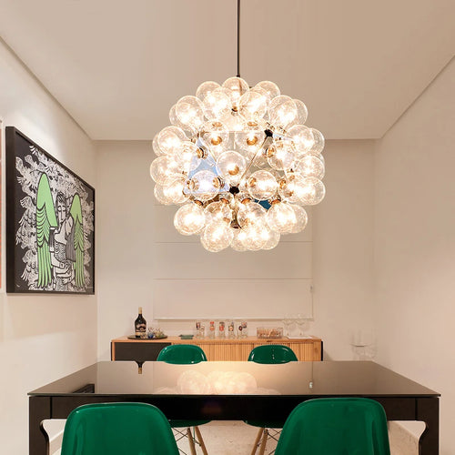 Lustre design Nordique Taraxacum bulles lumières verre miroir boule cuisine salon salle à manger bar décor - vue 5 sur 9