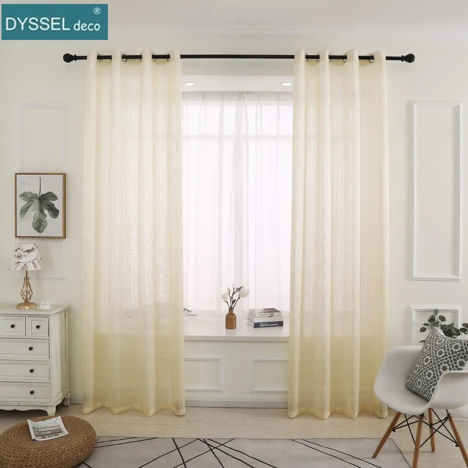 Rideau tulle carreaux style europeen pour salon chambre - vue 2 sur 7