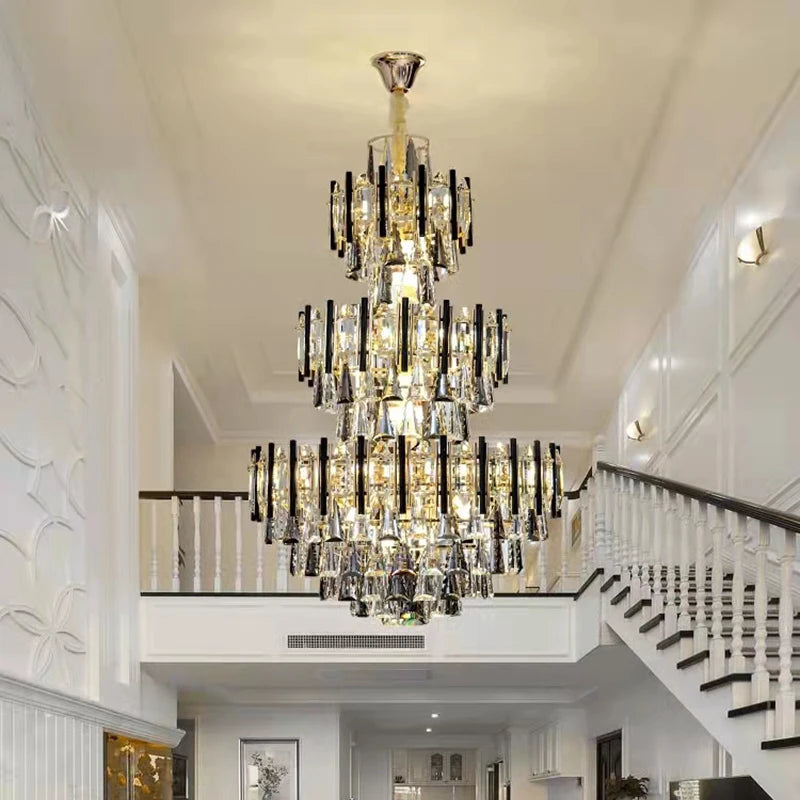 lustre en cristal de luxe pour escalier et hall d'hôtel - vue 5 sur 11