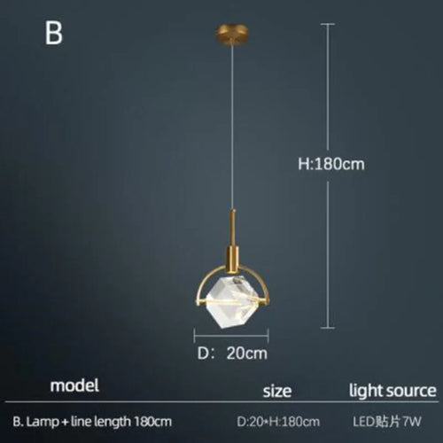 lampe nordique créative en cristal pour restaurant et bar - vue 10 sur 14