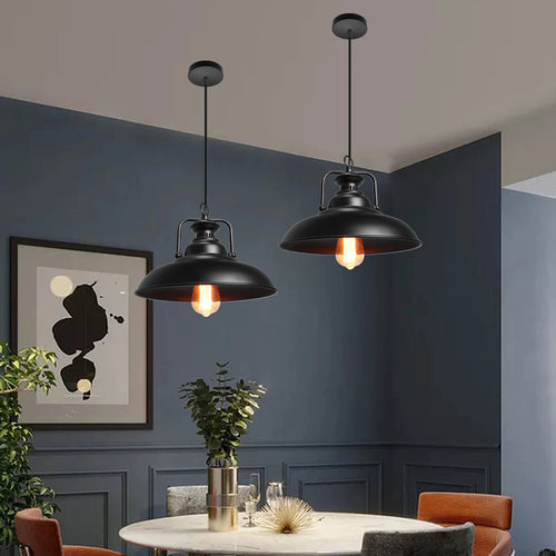 suspension loft industriel vintage lampe lustre rétro éclairage abat-jour - vue 2 sur 7
