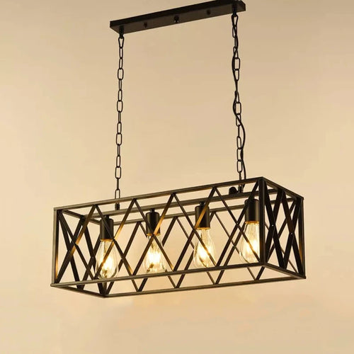 lustre loft vintage en fer pour bar club restaurant industriel - vue 3 sur 12