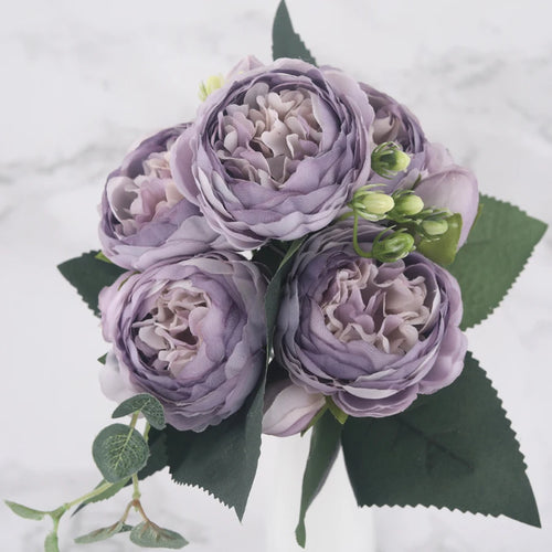 bouquet de fleurs artificielles de pivoines en soie pour décoration intérieure - vue 19 sur 18