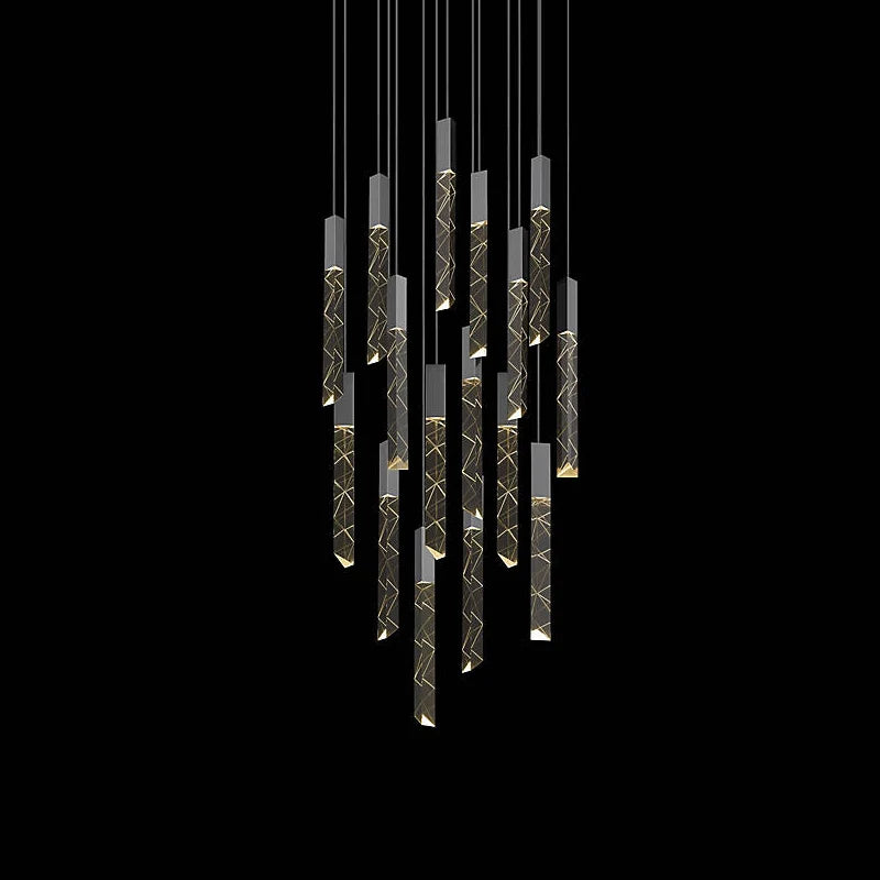 lustre nordique moderne en cristal pour espaces contemporains - vue 5 sur 14