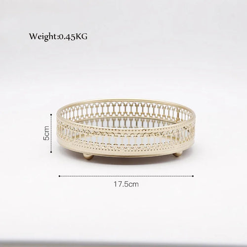 plateau de rangement bijou de luxe en fer et miroir - vue 9 sur 14