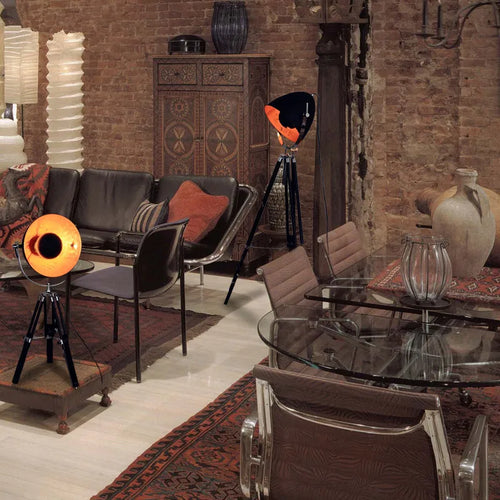 lampe de sol vintage à trépied style industriel avec ampoules edison - vue 4 sur 6