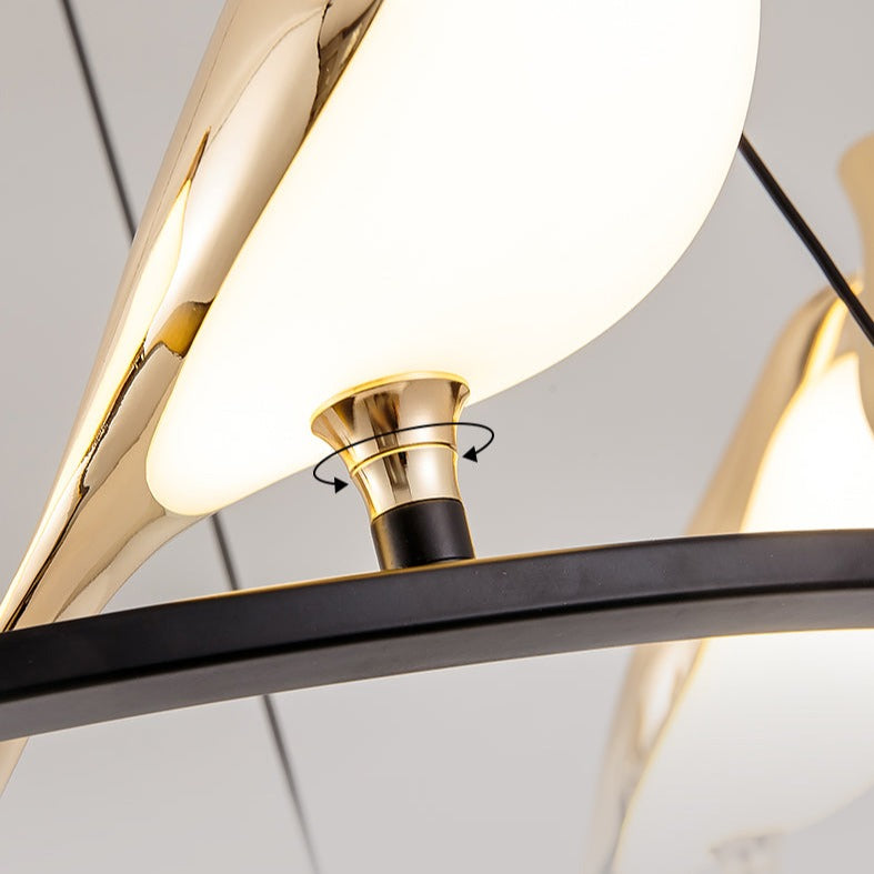 Lustre design LED luxury en forme d'oiseaux dorés Pie - vue 8 sur 9