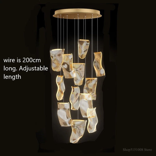 lustre led moderne pour escalier et magasin de vêtements