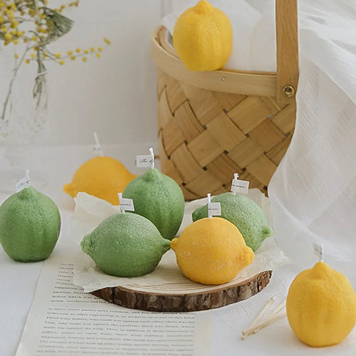bougie parfumée citron artisanale pour décoration photo et fêtes - vue 3 sur 11