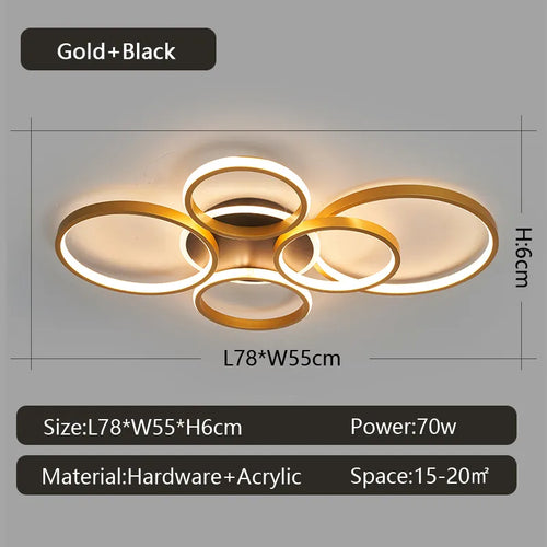 NEO Gleam moderne plafond lustre lumières pour salon étude chambre AC85-265V noir/or couleur led lustre luminaires - vue 12 sur 11